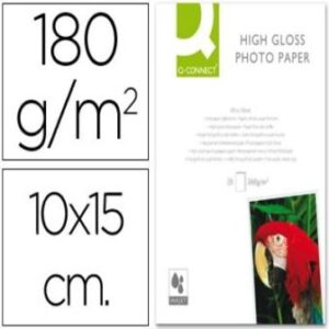 PAPEL FOTO GLOSSY Q-CONNECT 10cm X 15cm DE 180g PAQUETE 25 HOJAS