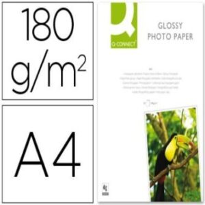 PAPEL FOTO GLOSSY A4 ALTA CALIDAD DIGITAL PHOTO DE 180g PAQUETE 50 HOJAS Q-CONNECT